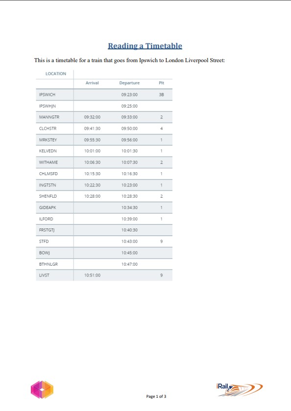 DL1. Reading Timetables – Teachers Notes