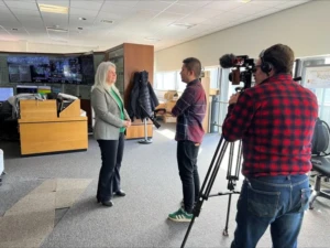 Two people conducting an interview