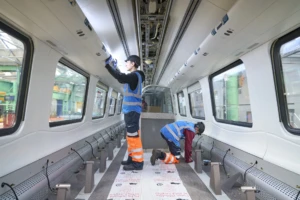 Two men working in a train