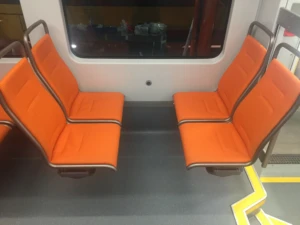 An image of some chairs inside of a tram