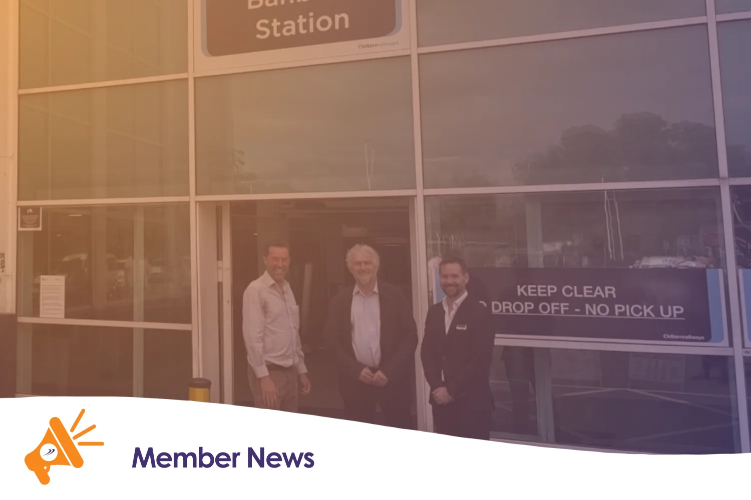 Three people stood outside Banbury Station